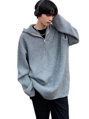 Herren Koreanischer Stil Halber Reißverschluss Kapuzenpullover, Kälteschutz, Lockerer Strick, Herbst-Winter Hochwertige Oberbekleidung.