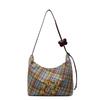 2025 new plaid canvas bag, Korean handbag, literary style versatile shoulder bag, large capacity simple crossbody bag