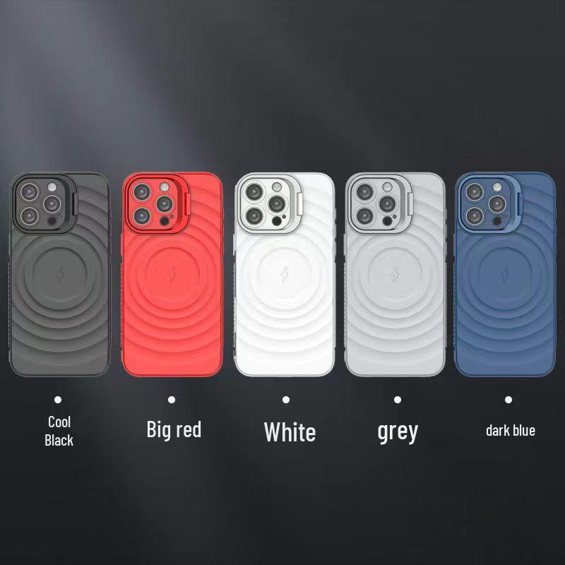 Wave Pattern iPhone 17 Pro Max Case with Magnetic Lens Holder, Apple 16/15 Compatible, Drop-Proof, Cross-Border Design