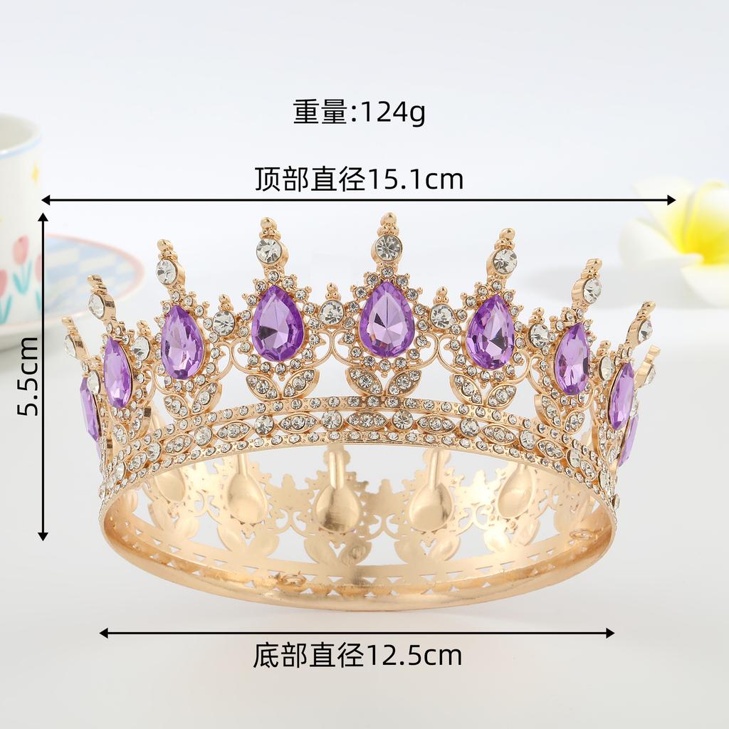 Luxury New Arrival Birthday Party Bridal Performance Crown Princess High-end Wedding Bride Headpiece Round Crown Tiara