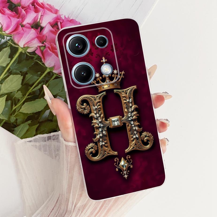 For Xiaomi Redmi Note 14S 4G Case Cute Crown Letters Cover Soft Slim Phone Case For Xiaomi Redmi Note 14S Note14S 4G Fundas Bags