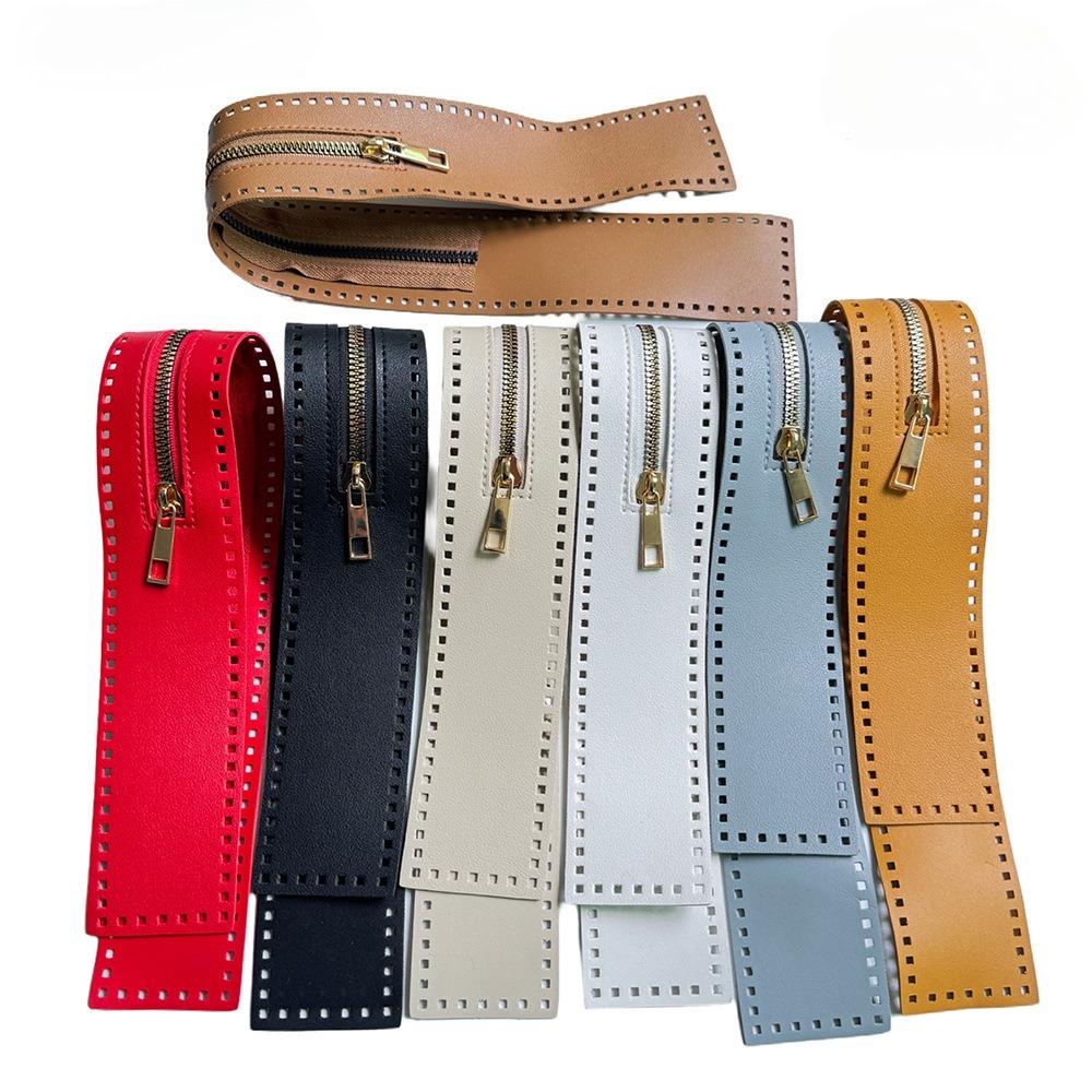 Long PU Band Zippers Close-end Auto-lock Type Gold Color Metal Zipper DIY Bag Accessories