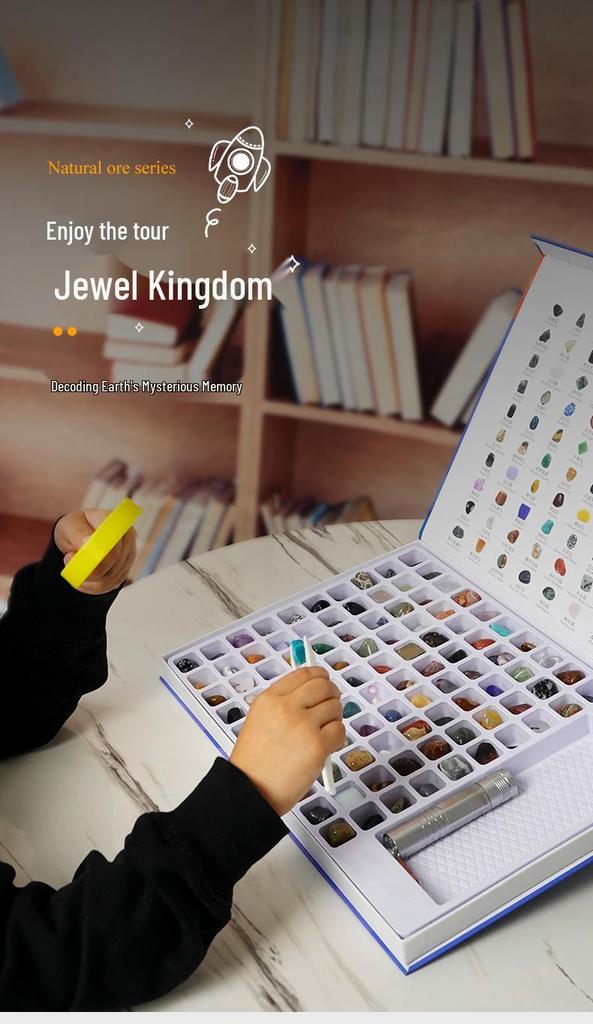 Earth Memory - 100 Raw Crystal Gemstones for Kids: Mineral Toy & Gift Set