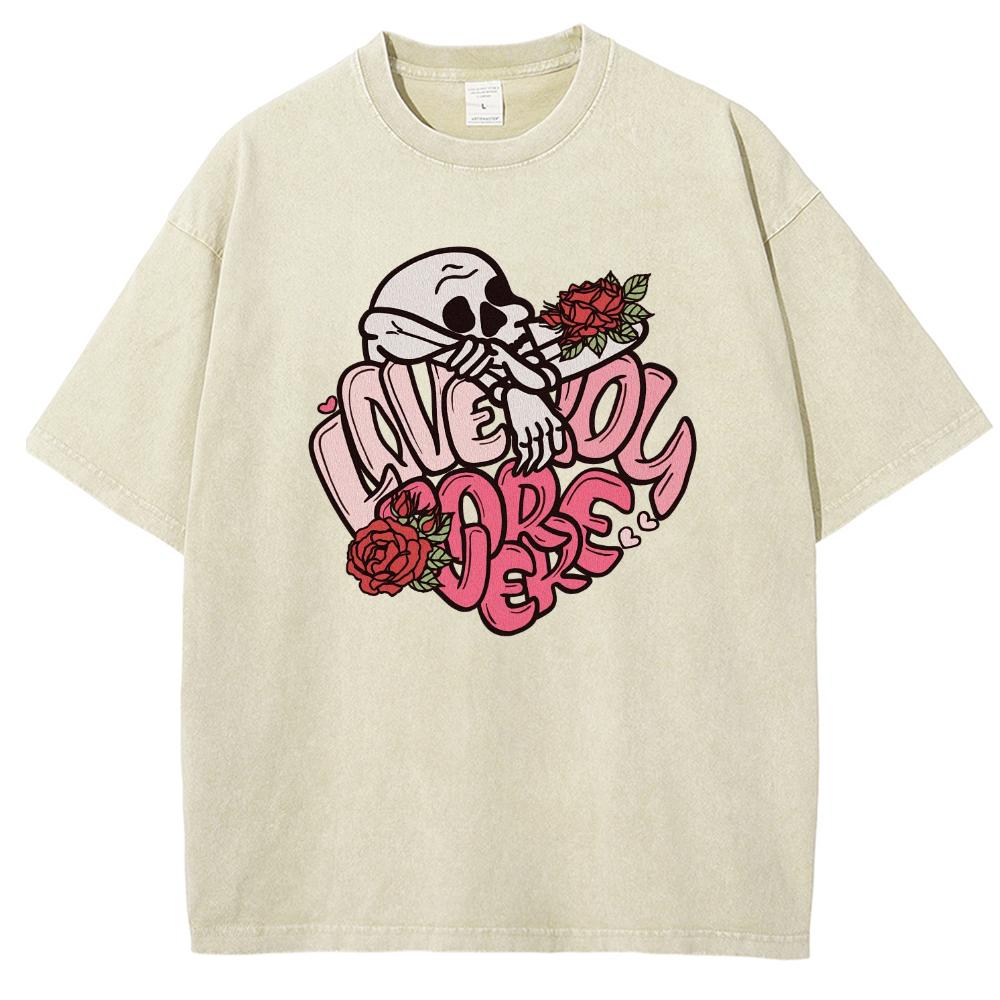 Unisex T-shirts Skull Letters Prints Washed Denim Loose Short Sleeves Simple Casual Design Clothes Summer