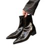 Korean Small Bare Boots Black Pointed Short Boots Women's Shoes 2025 New Autumn and Winter Foreign Style Brown Thick Heel Thin Boots
