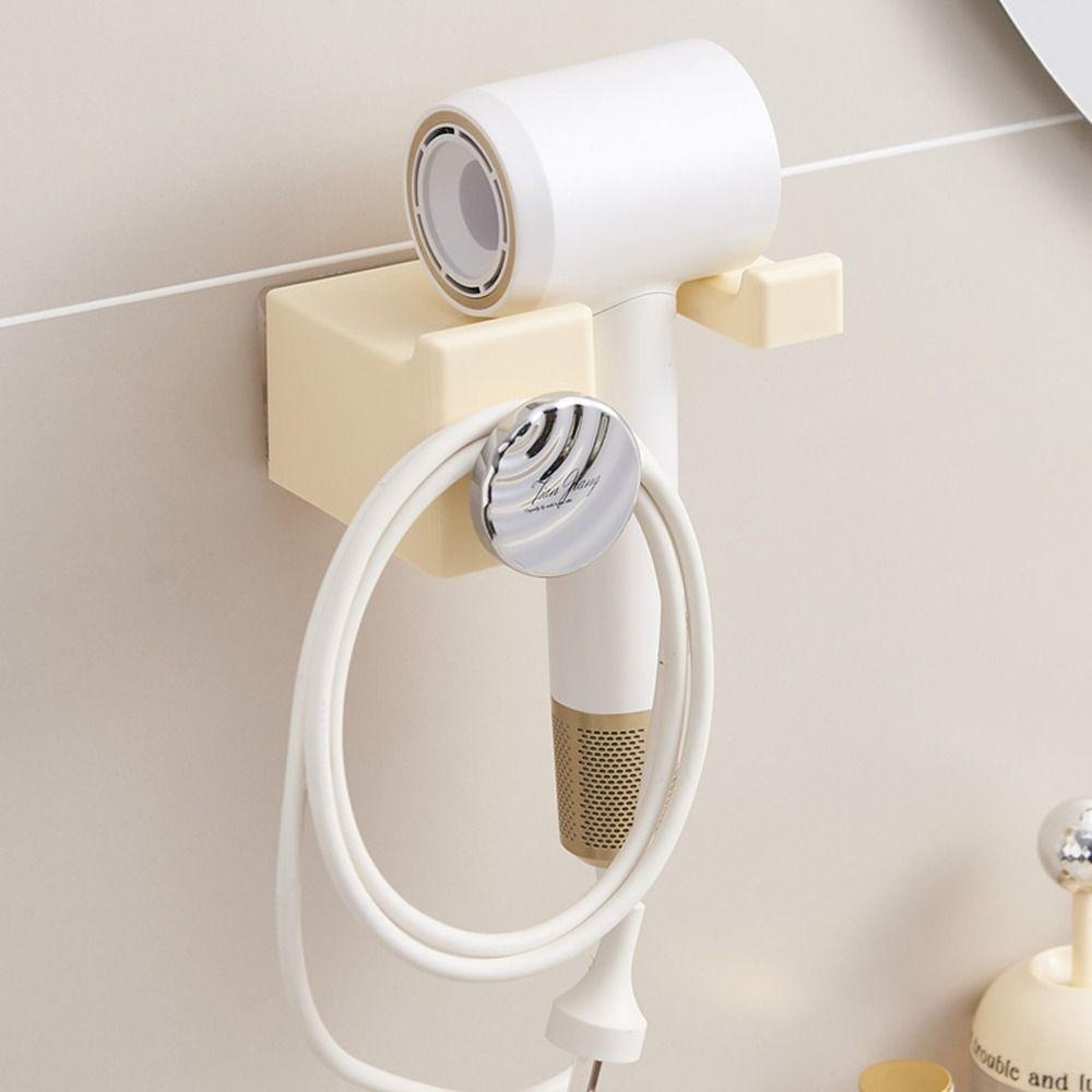 

Self-adhesive Hair Dryer Shelf Plastic Blower Storage Rack Practical Hair Dryer Holder Bathroom бежевый