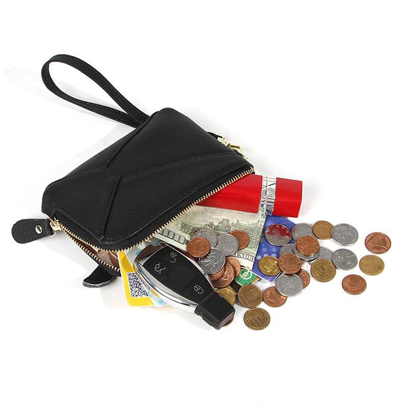 2025 Genuine Leather Zip Coin Purse for Women Apanese & Korean Style Mini Wallet with Keychain Large Capacity 3 Card Slots Ultra Thin & Lightweight