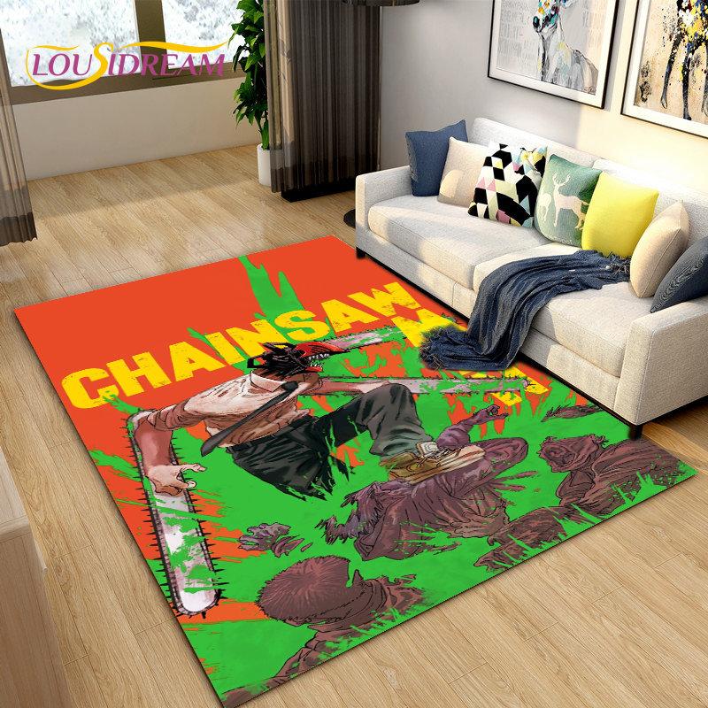 3D Anime Chainsaw Man Denji Cartoon Area Rug,Carpet Rug for Living Room Bedroom Sofa Doormat Decoration, Kids Non-slip Floor Mat