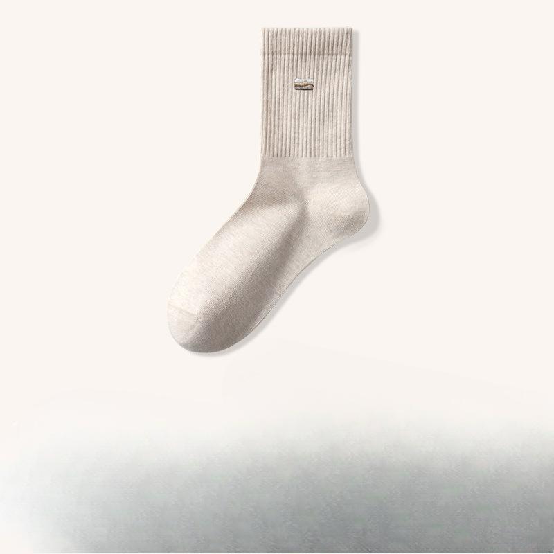 Men's Pure Cotton Mid-calf Cotton Socks, Black, All-cotton for Autumn and Winter, Sweat-absorbing, Deodorizing and Antibacterial
