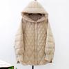 Korean Style Mid-Length Hooded Women’s Down Jacket - Autumn/Winter Trendy Diamond Quilted Design