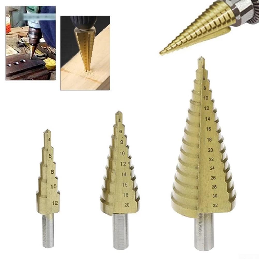 Broca Escalonada Cónica 4-32mm/4-20mm/4-12mm Para Cortar Agujeros Acero de Alta Velocidad
