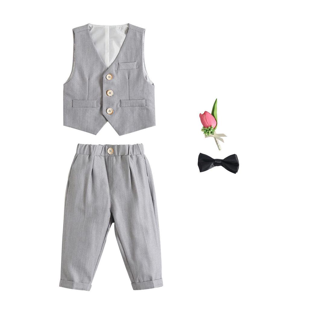 Jungen Dreiteiliger Festanzug mit Weste - Pageboy Geburtstagsoutfit