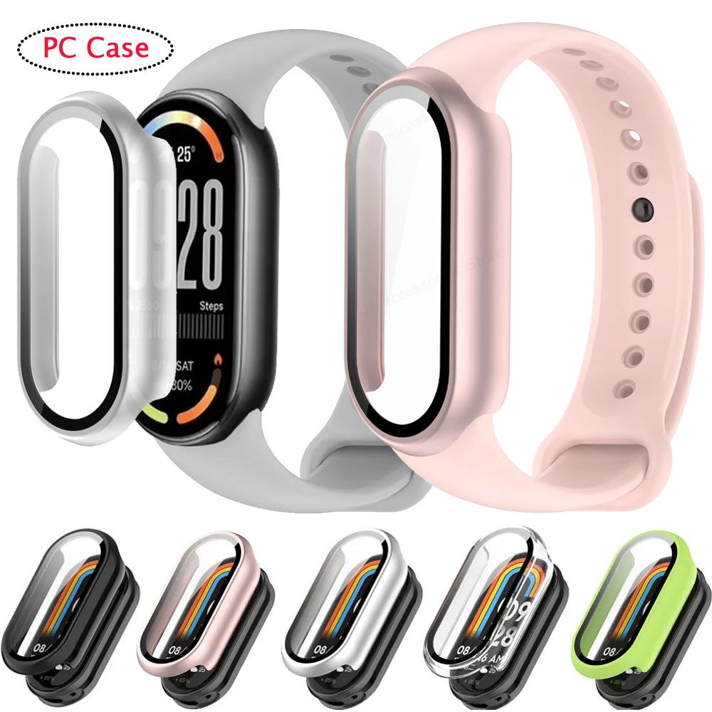 Custodia per PC per Xiaomi Band 10 9 8 NFC HD Vetro Temperato Guscio Protettivo per Schermo a 360° per Mi Band 9 10 8 Cover Bumper Migliorata