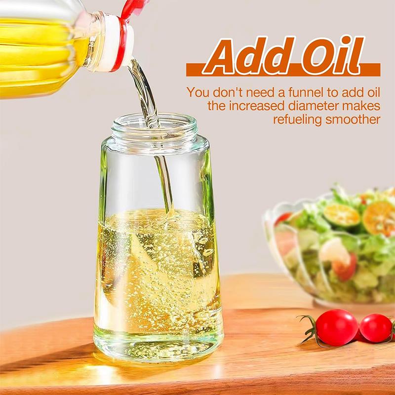 LMETJMA 470ML 2 In 1 Olive Oil Dispenser Oil Sprayer Glass Olive Oil Dispenser Bottle with Pourer Oil Bottle for Salad BBQ JT320