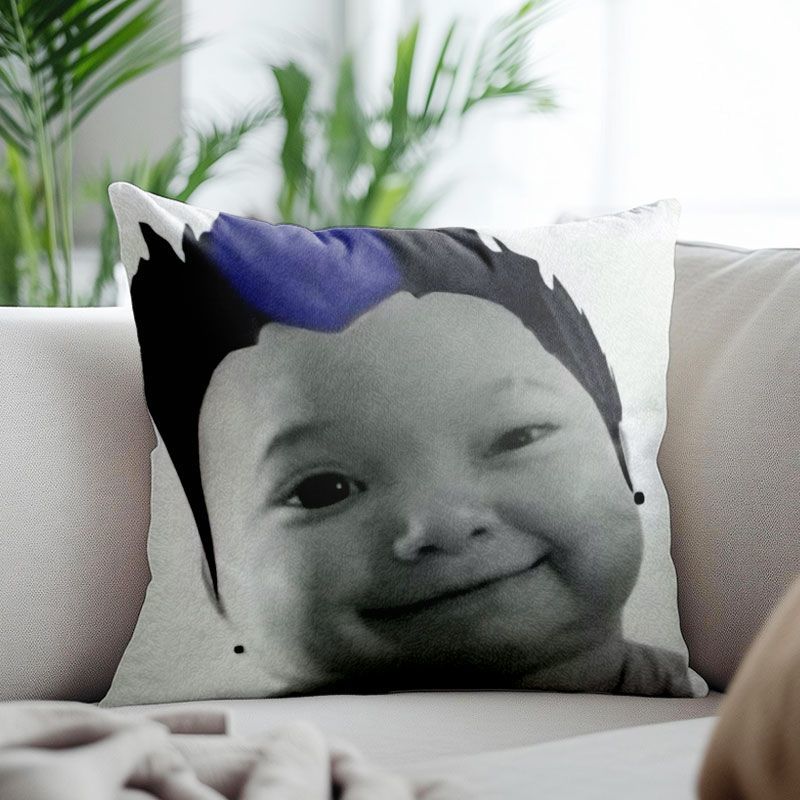 Drooling Baby Emoji Pillow Cover, Abstract Funny Style, Sofa Cushion Cover
