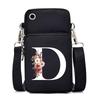 New Letter-printed Black Oblique Span Bag, Mobile Phone Bag, Light To Carry, Vertical Length and Width Change Bag