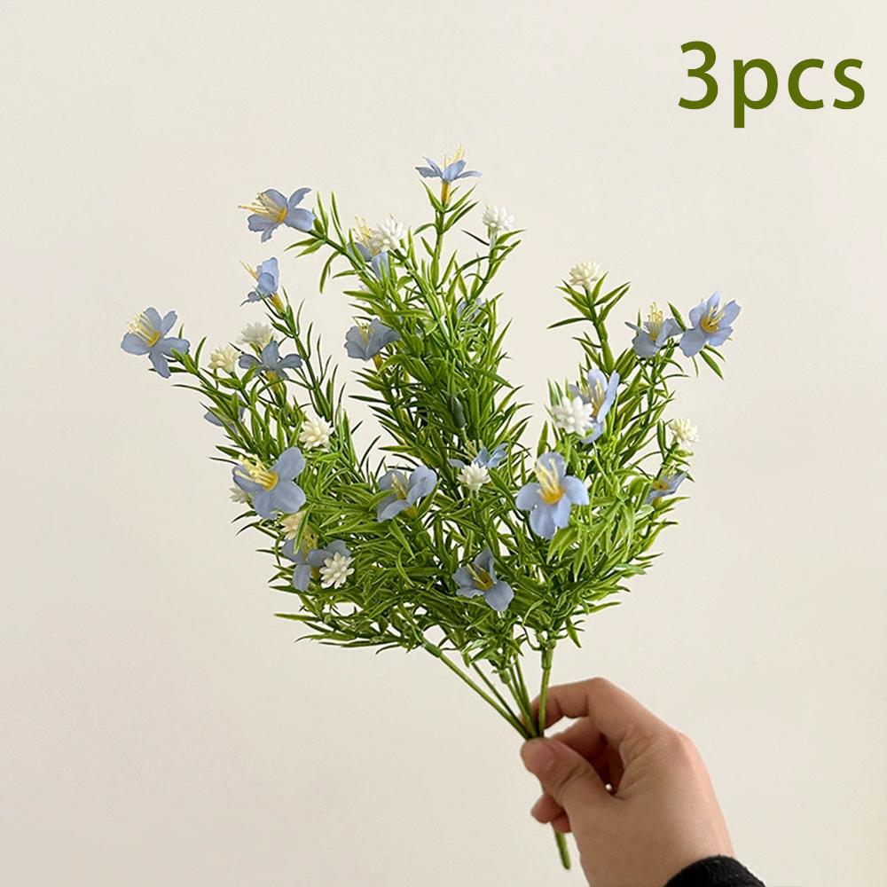 3pcs 7 Fork of Plants Jasmine Small Wild Chrysanthemum Flower Arrangement with Grass Nordic Home Decoration Pastoral Fake Flower