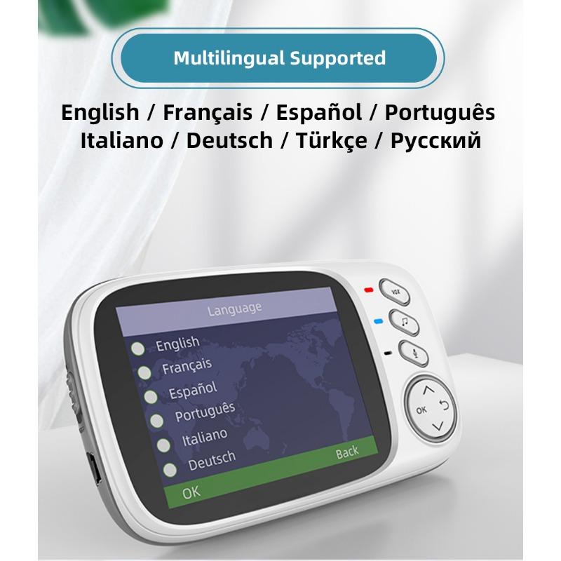 3.2 Inch Wireless Video Baby Monitor With Lullabies Auto Night Vision Two Way Intercom Temperature Monitoring Babysitter