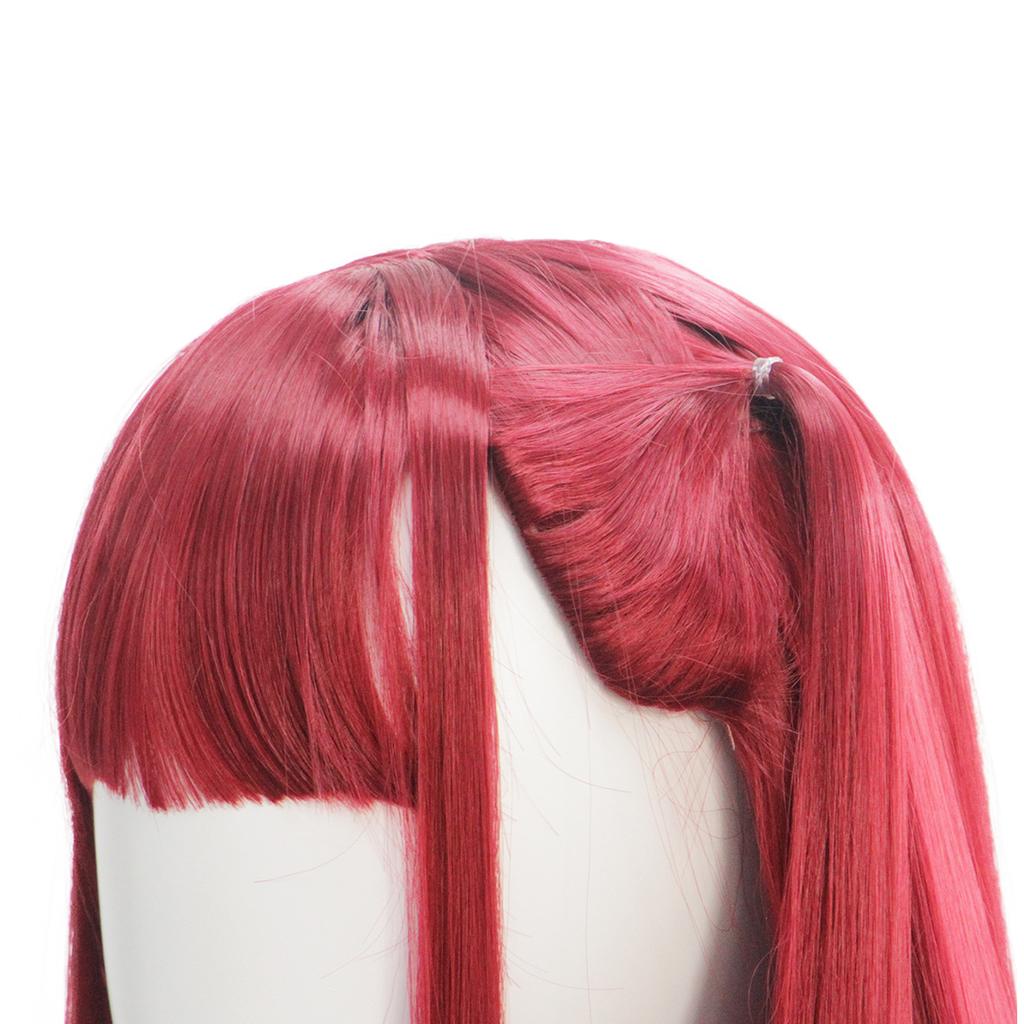 Blood Red Straight Bangs Braid Long Straight Hair Synthetic Wig Anime Devil COS Wig Synthetic Party Party Wig