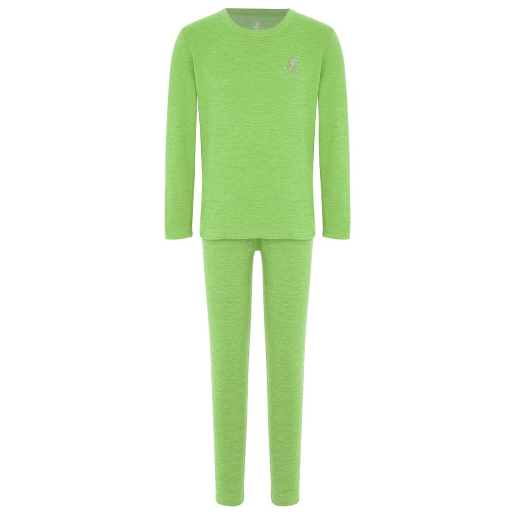 Unisex Kids Solid Color Thermal Underwear Set Round Neck Long Sleeve Top Elastic Waistband Leggings Sleepwear Loungewear