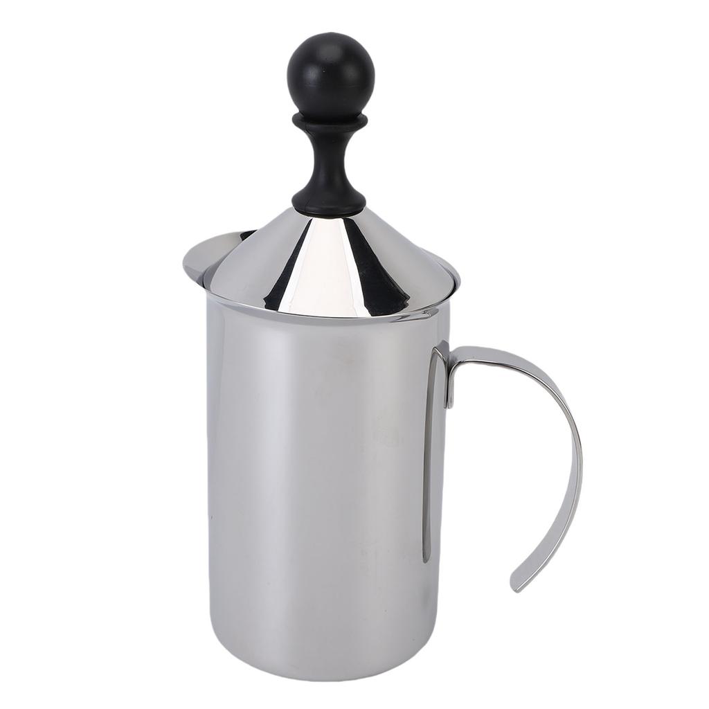 Manual Milk Frother 600ml Stainless Steel Hand Pump Milk Creamer Coffee Frothing Foam Maker Pitcher with Handle for