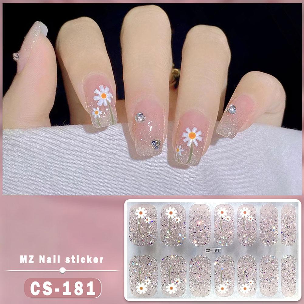 14Tips Fashion Gradient Nail Sticker Nail Art Stickers Wraps Full Making French Simple Self-Adh U1Y3