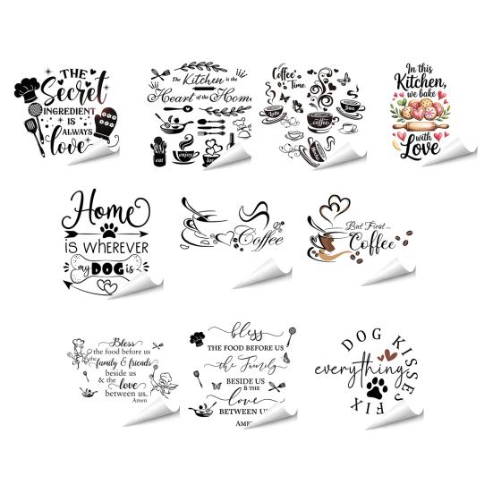 Kitchen Quotes Wall Sticker Removable PVC Wall Art Sign Peel And Stick Wall Decals for Dining Baking Room Bar Restaurant Home Decor