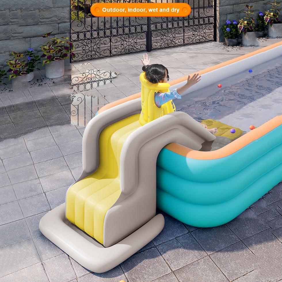 Inflatable Water Slide Swimming Pool Play Center with Built in Sprayers Fun Outdoor Anti-Tipping Water Park Slides Toy for Kids