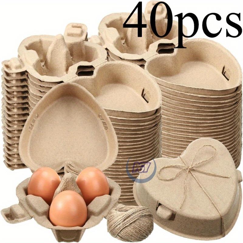 40pcs Heart-Shaped Easter Egg Cardboard Boxes with Handles Reusable Paper Basket Containers for Storing Eggs Holder Refrigerator