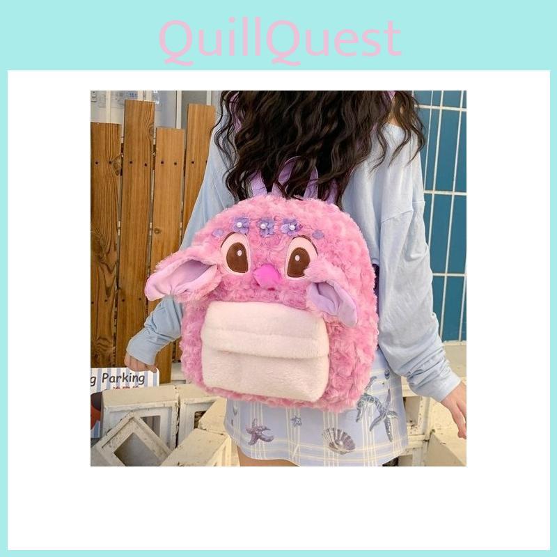 Cute Cartoon Pink Angel Plush Backpack For Girls Daily Use