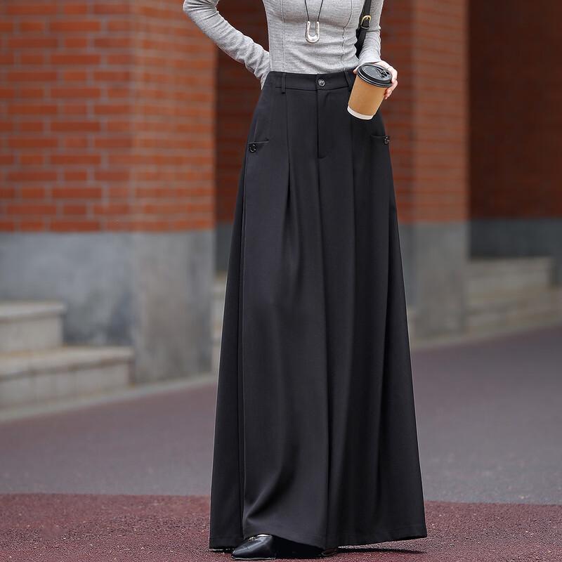 Dramana Women's Fall Pleated Wide-Leg Flowy Trousers