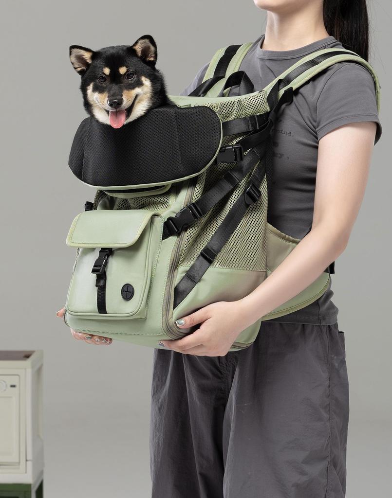 Wakytu British Pet Double Shoulder Backpack for Small & Medium Dogs - Large Capacity Outdoor Mountaineering Bag