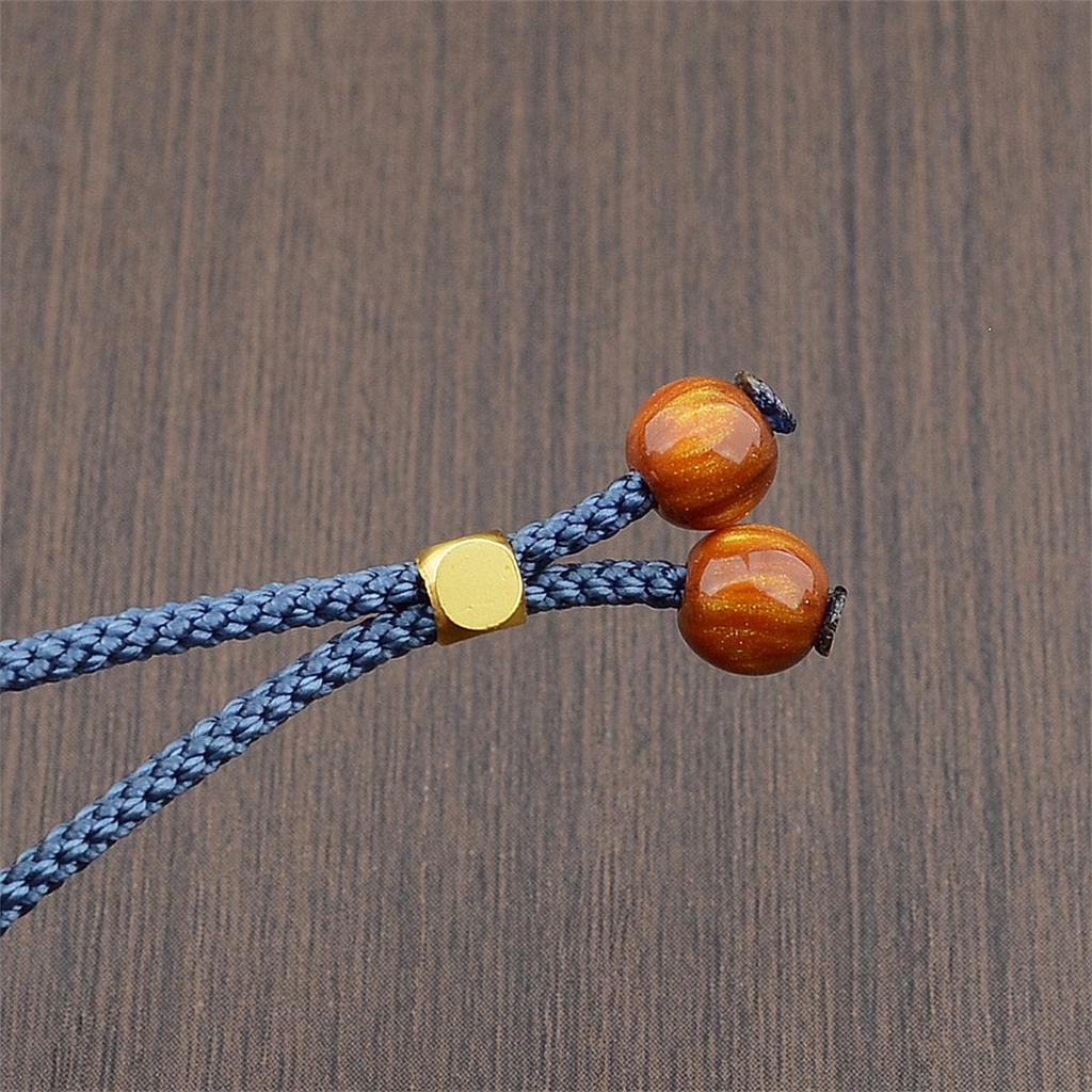 Hand-Woven Macrame Necklace with Aventurine Crystal and Pumpkin Jade Pendant