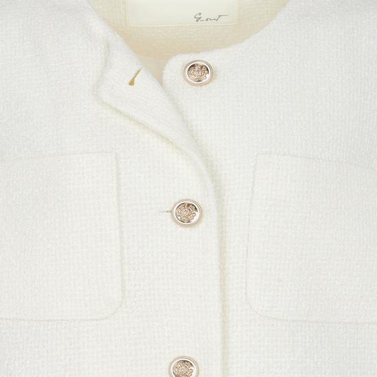 Out Pocket Notch Collar Tweed Jacket - Ivory