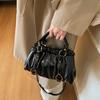 Premium Sense Going Out Handbag Women's 2025 New Trendy Pleated Shoulder Bag Commuting Versatile Messenger Bucket Bag
