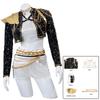 Costume Cosplay Rumi di Halloween Parrucca Cappotto Nero Completo da Canto Costume per Promozione Canzone Donna
