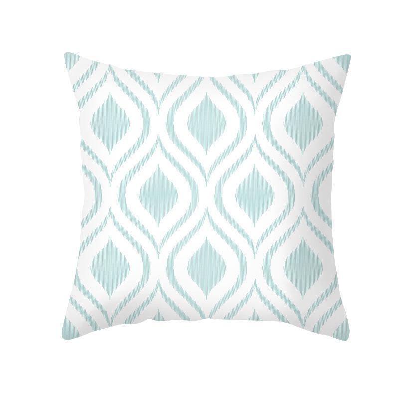 Blue Geometric Pillow Cover Nordic Simple Shopee Home Sofa Cushion Cover Peach Skin Printed Cushion
