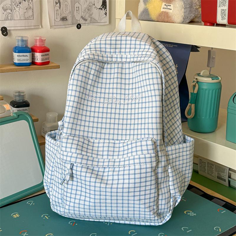 Karriertes Schülerrucksack Damen Rucksack mit großer Kapazität