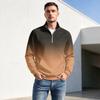 Herren Herbst Winter Zweifarbig Gradient Print Reißverschluss Pullover Stehkragen Lässig Knitterig Sportlich Oberteil