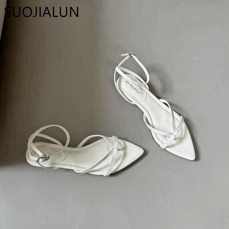 Fashion SUOJIALUN 2025 Summer New Brand Women Sandal Fashion Narrow Band Ladies Elegant Gladiator Shoes Square Low Heel Slides Shoes
