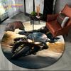 3D Retro Vintage Motorcycle Cartoon Round Area Carpet Rug for Living Room Bedroom Kid Playroom Decor,Pet Area Rug Non-slip Gift