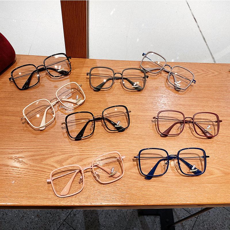 Luxury Brand Nude Pink Myopia Glasses Women Oversized Square Frame Blue Light Blocking 0 to -600 Diopters