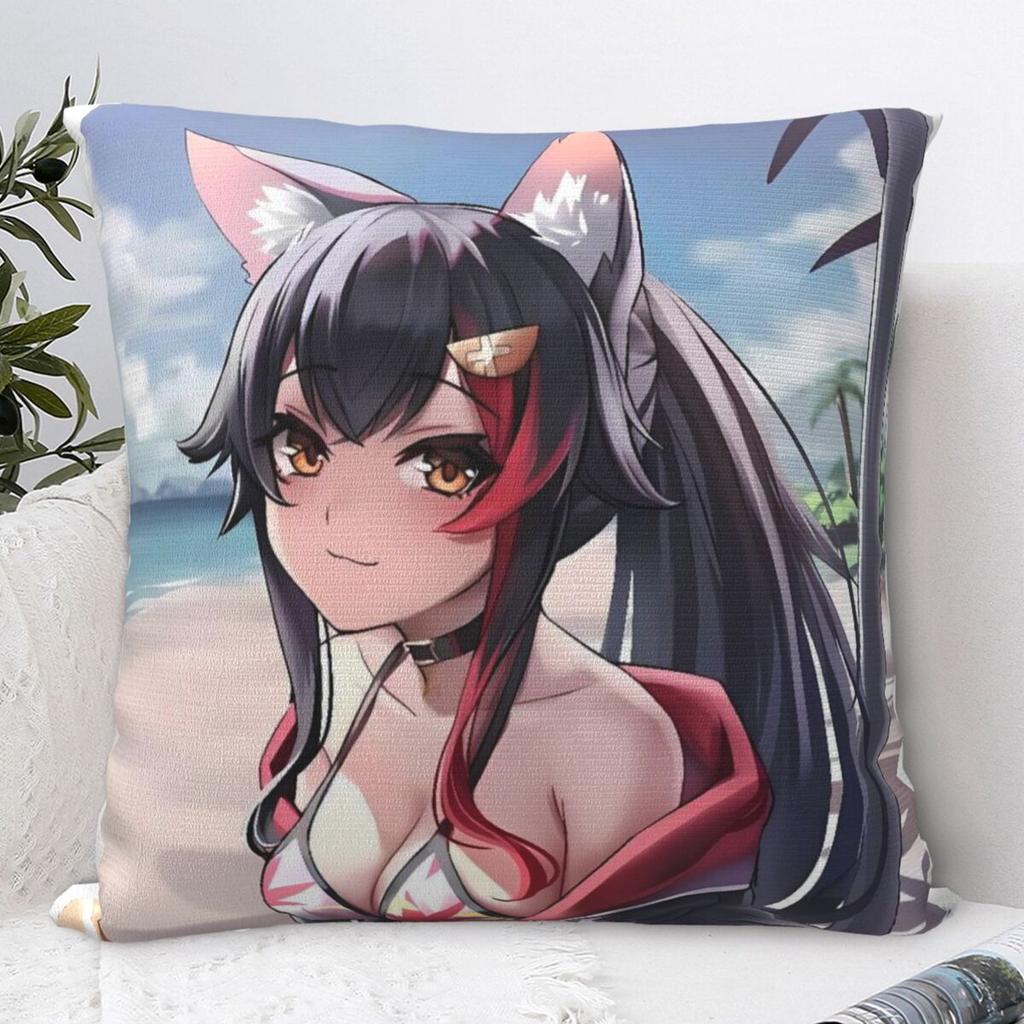 Ookami Mio Pillow Cover Retro Trendy Pillow Case Office Car Home Decorative Cushion Cover Square Design Pillowcases Birthday