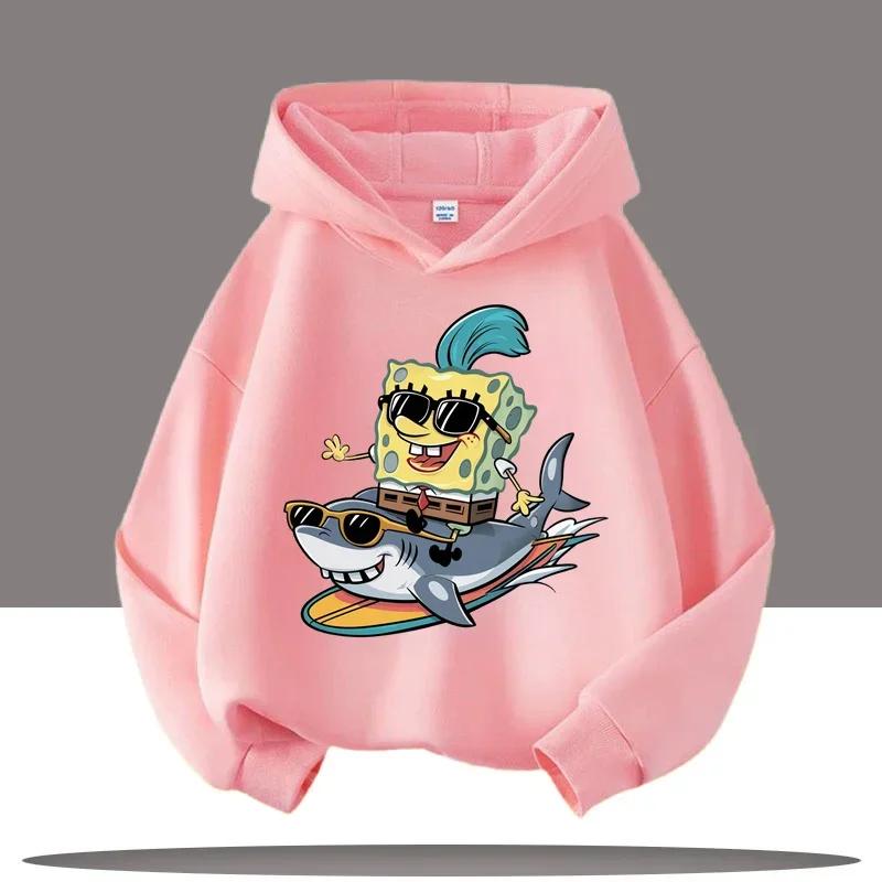 Podzim Zima Spongebob v kalhotách Tištěné Mikiny Ležérní Teplé Sportovní Dlouhý Rukáv Dětské Chlapecké a Dívčí Dětské Unisex Mikiny s Kapucí