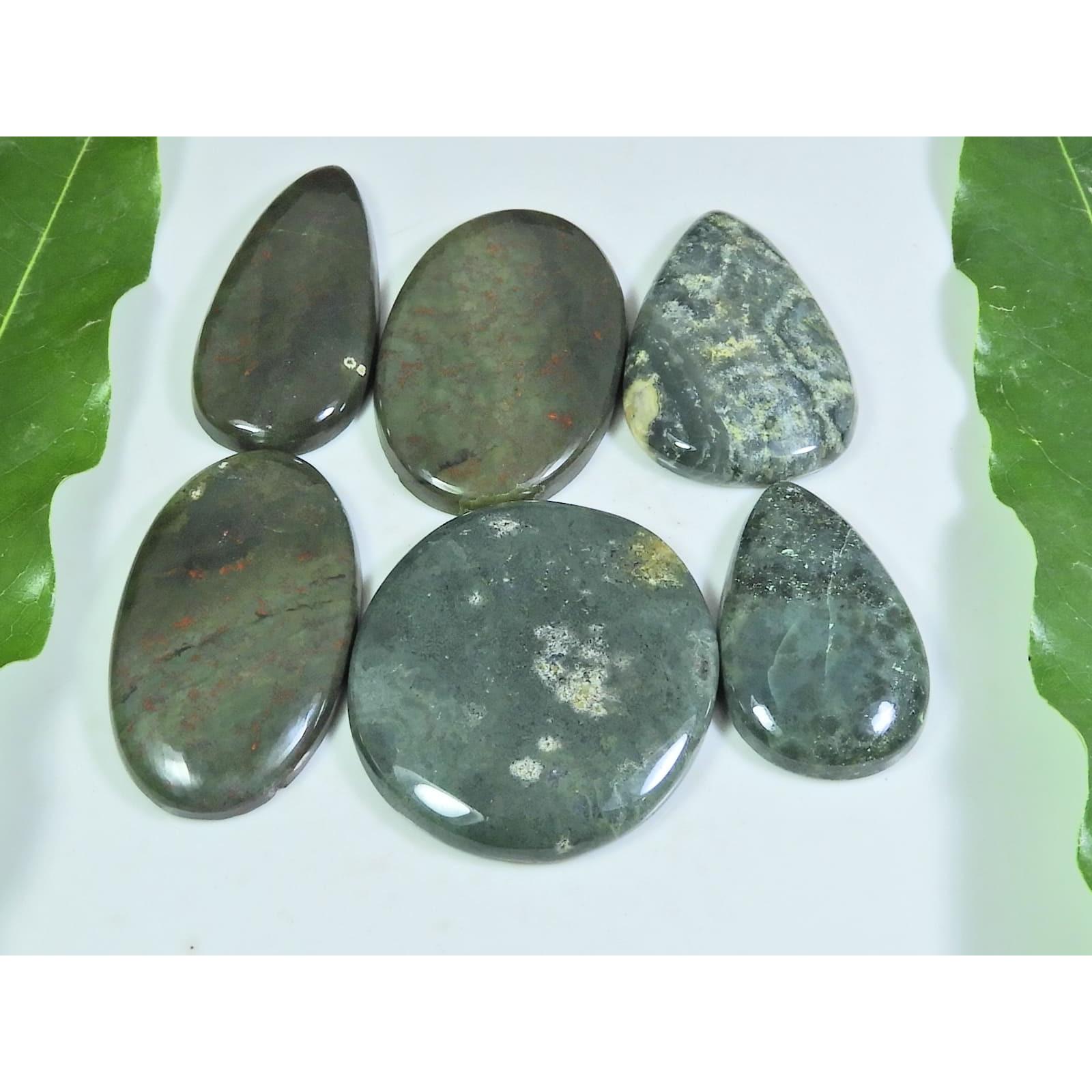 

246Cts. Натуральный Микс Кровавик Кабошон Свободный Драгоценный Камень 06 Шт. Лот A-194