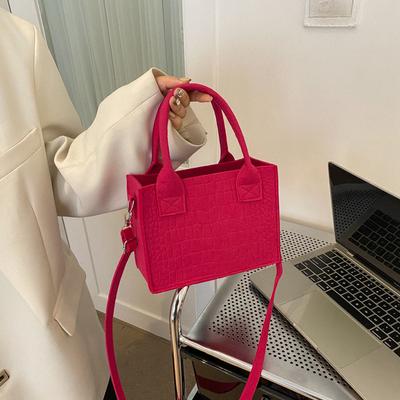 Fashion Women Felt Mini Tote Handbags Popular Stone Texture One Shoulder Messenger Bags Autumn Winter Small Square Bags New