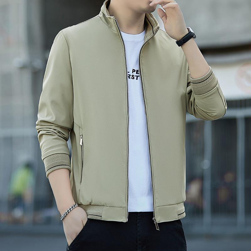 Куртка мужская легкая деловая повседневная с воротником-стойкой для людей среднего — фото 4