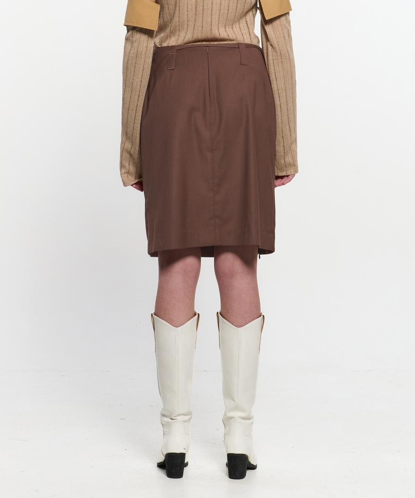 Kimjisu Ribbon Tied Slit Skirt _ Brown