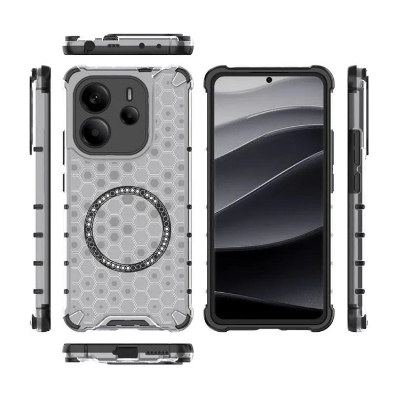 For Xiaomi Redmi Note 14 4G (163.25x76.55x8.16mm) Case Compatible with MagSafe WANLONFENG FC Series TPU+PC Phone Cover with Tempered Glass