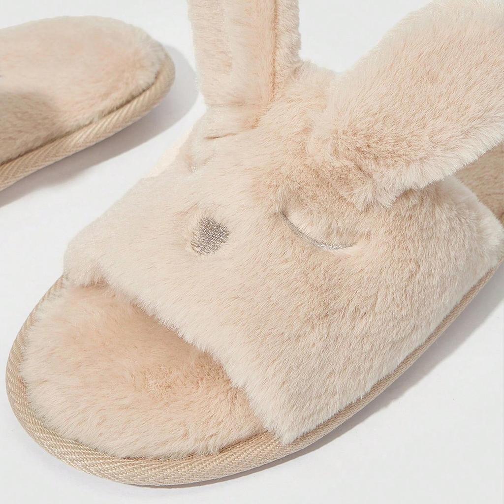 Women's Autumn/Winter Furry Rabbit Slippers - Plush, Warm One-Strap for Home & Outdoor Use